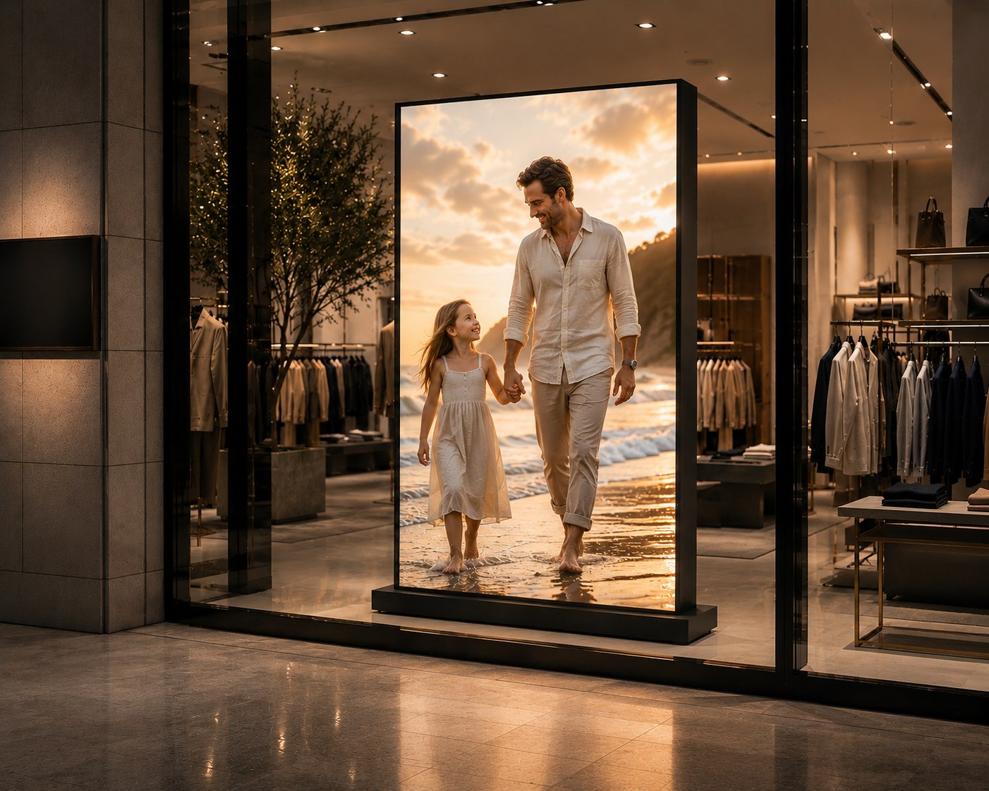 A Hudson video wall in a storefront window